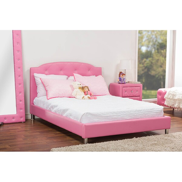 Baxton Studio Canterbury Pink Leather Contemporary Full-Size Bed - 113-6046