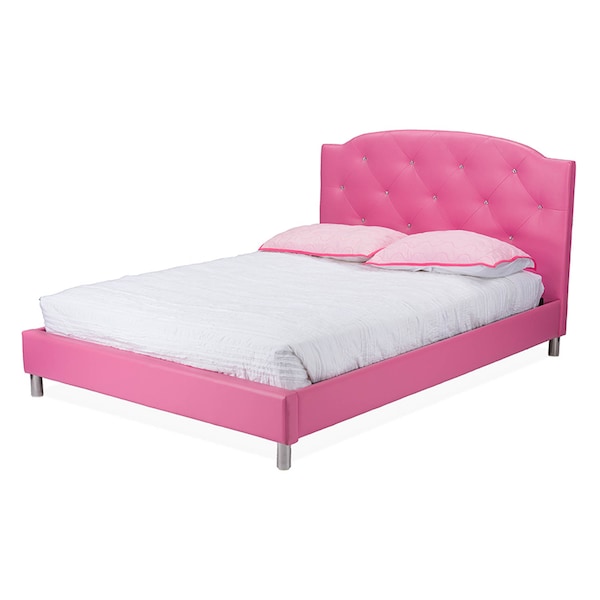 Baxton Studio Canterbury Pink Leather Contemporary Full-Size Bed - 113-6046
