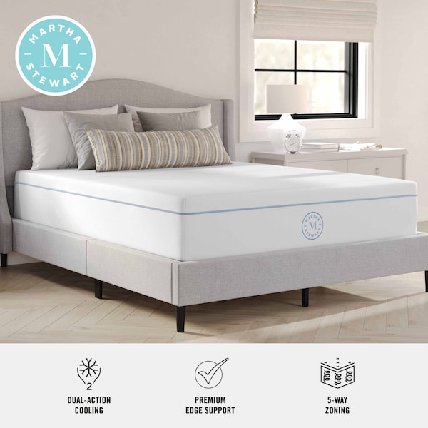Martha Stewart SleepComplete 12 Inch Queen Medium Firm Hybrid Pocket Spring and Foam Dual-Action Cooling Mattress - CL-MODE1-12Q-MS