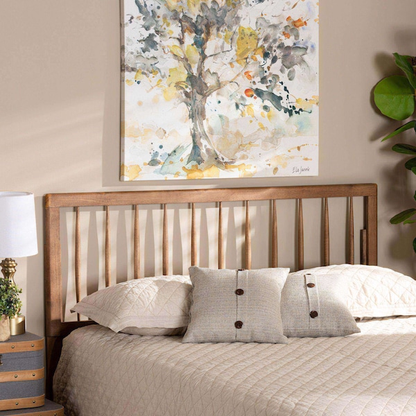 Baxton Studio Valin Modern and Contemporary Ash Walnut Finished Wood King Size Headboard - 179-11111-ZORO