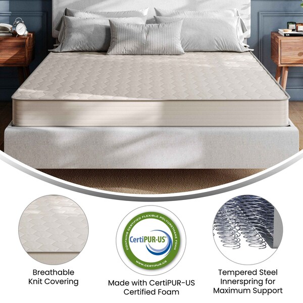 Flash Furniture Dream 6 Inch Hybrid Mattress, Queen Size High Density Foam and Innerspring Mattress in a Box - DR-E236-B-Q-GG
