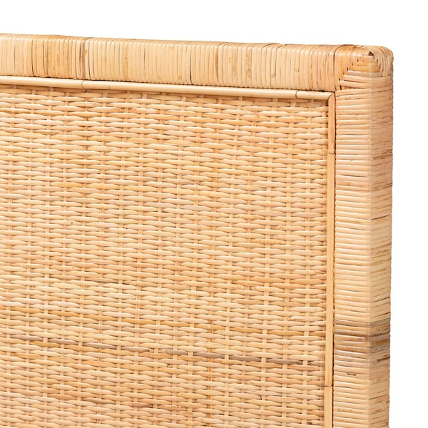 Bali & Pari Adelyn Modern Bohemian Natural Brown Rattan and Mahogany Wood King Size Headboard - 235-13174-ZORO