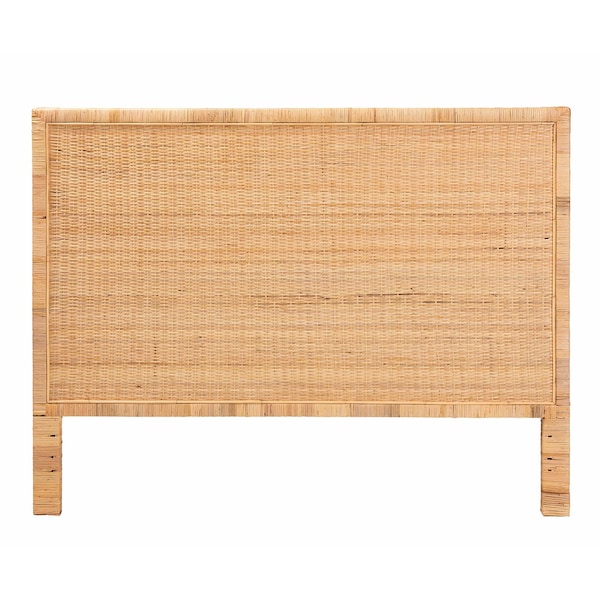 Bali & Pari Adelyn Modern Bohemian Natural Brown Rattan and Mahogany Wood King Size Headboard - 235-13174-ZORO