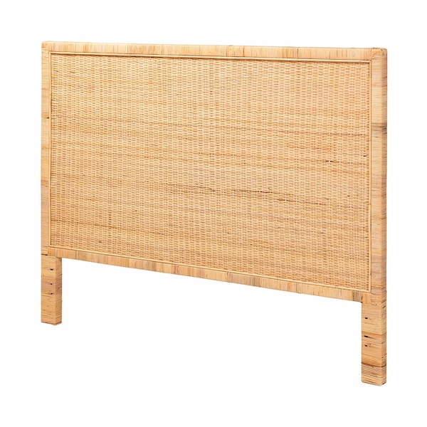 Bali & Pari Adelyn Modern Bohemian Natural Brown Rattan and Mahogany Wood King Size Headboard - 235-13174-ZORO