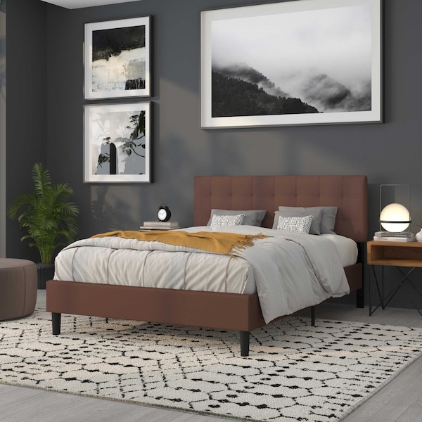 Flash Furniture Bedford Headboard, Queen, Brown Fabric - HG-HB1704-Q-DBR-GG
