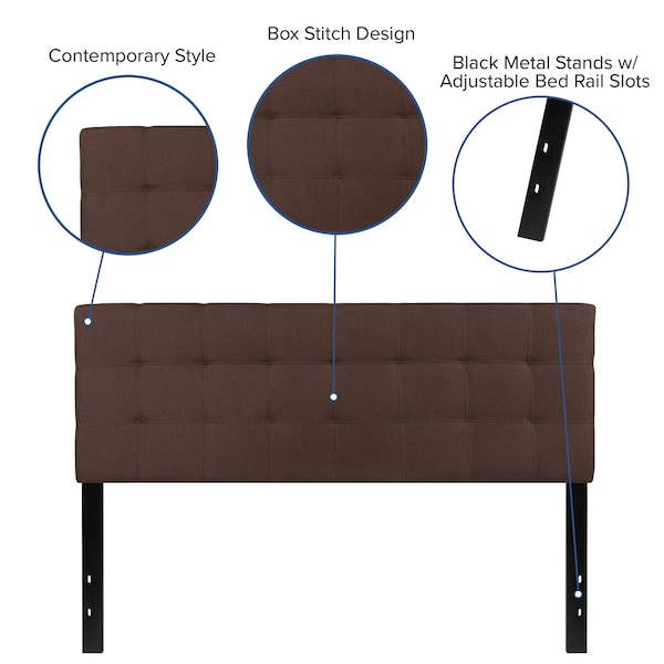 Flash Furniture Bedford Headboard, Queen, Brown Fabric - HG-HB1704-Q-DBR-GG