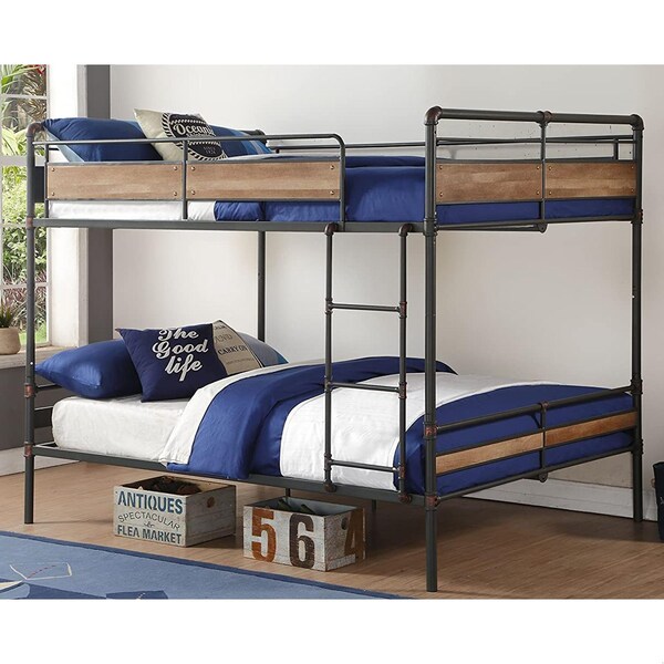 Homeroots 68 X 83 X 65 In. Brantley Ii Queen Size Bunk Bed Sandy Black & Silver - 286145