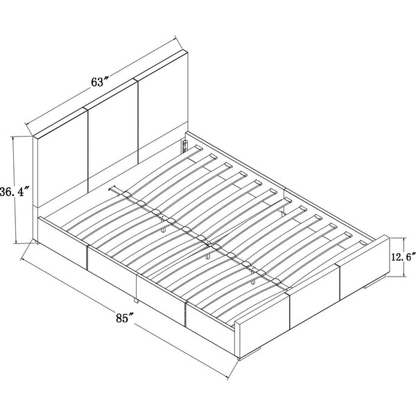 Homeroots 34.8 x 63.4 x 85.4 in. Black Upholstered Queen Size Platform Bed - 397031