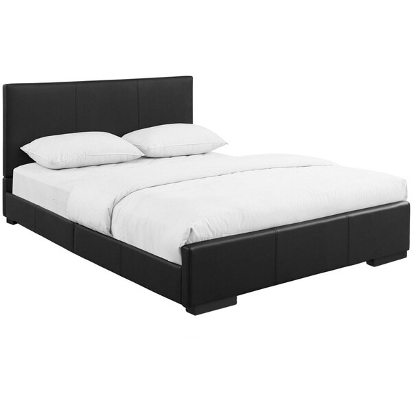 Homeroots 34.8 x 63.4 x 85.4 in. Black Upholstered Queen Size Platform Bed - 397031