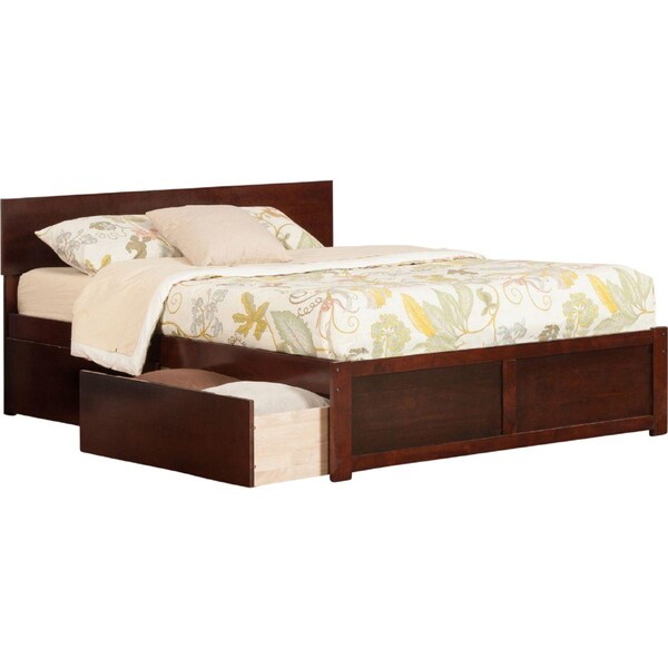 Atlantic Furniture Orlando Flat Panel Foot Board with Urban Bed Drawers, Antique Walnut - King - AR8152114