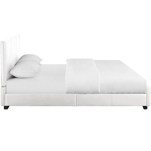 Homeroots 34.8 x 63.4 x 85.4 in. White Upholstered Queen Size Platform Bed - 397039