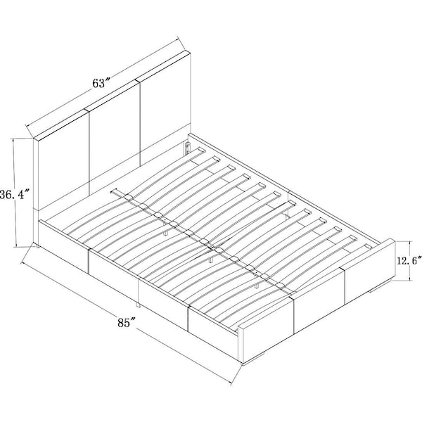 Homeroots 34.8 x 63.4 x 85.4 in. White Upholstered Queen Size Platform Bed - 397039
