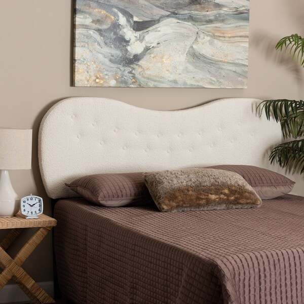 Baxton Studio Brantley Modern Cream Boucle Fabric Queen Size Headboard - 228-12959-ZORO