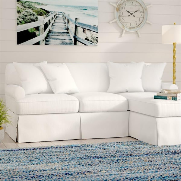 Sunset Trading Horizon Slipcovered Sleeper Sofa & Chaise Peyton Pearl - SU-117678-391081