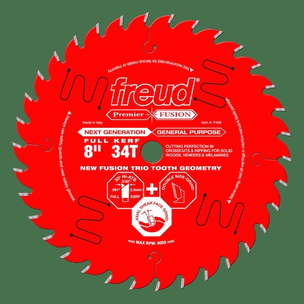 Freud Bit, 8" 34T Premier Fusion General Purpo - P408