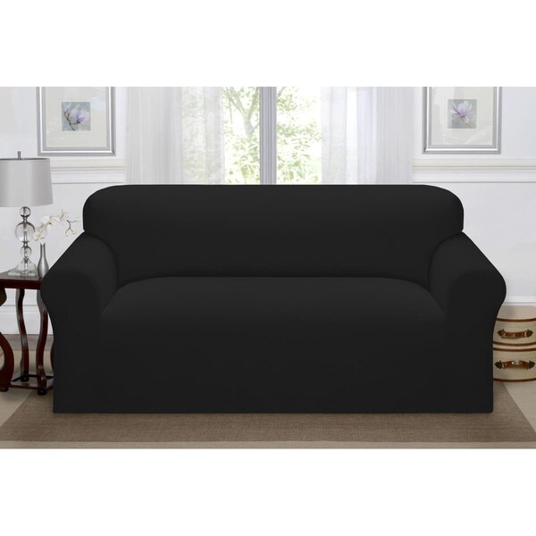 Madison Industries Kathy Ireland Day Break Sofa Slipcover, Black - DAY-SOFA-BK