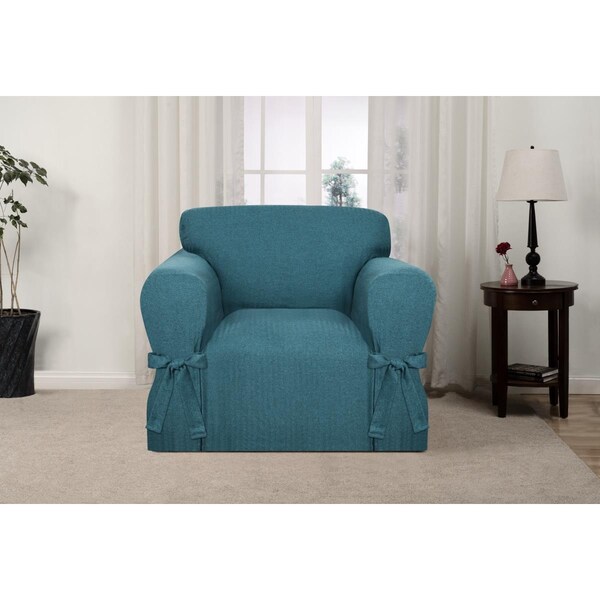 Madison Industries Madison  Kathy Ireland Evening Flannel Chair Slipcover, Teal - MA335325