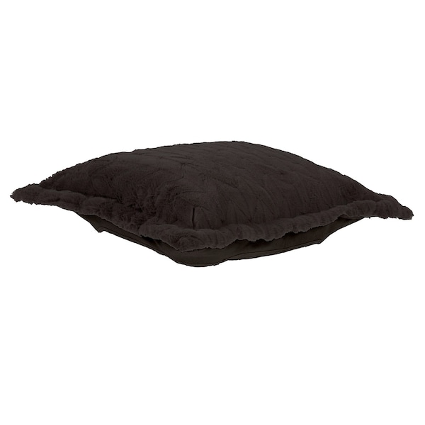 Howard Elliott Puff Ottoman Cover Faux Fur Angora Ebony - Cover Only - C310-1090