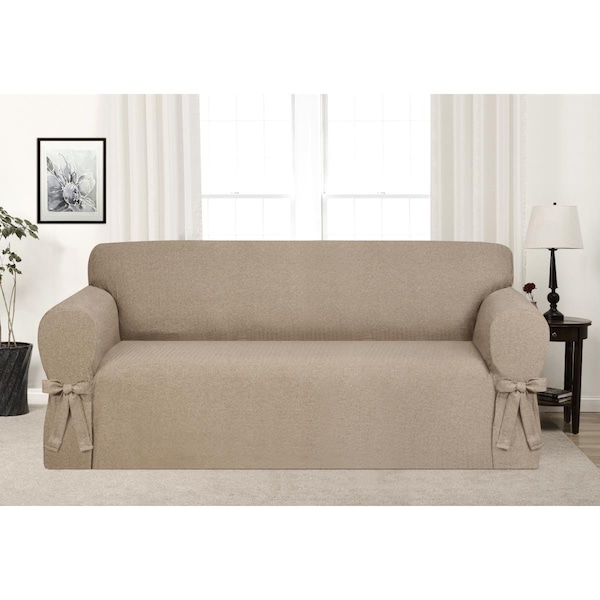 Bedding Beyond Kathy Ireland Evening Flannel Sofa Slipcover, Fawn - BE2613931