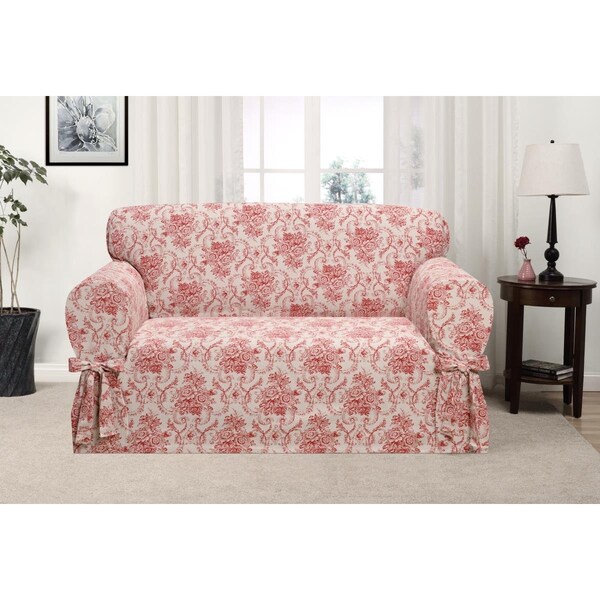 Bedding Beyond Kathy Ireland Chateau Loveseat Slipcover, Red - BE2613907