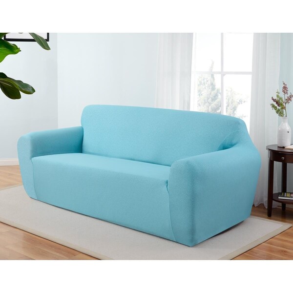 Bedding Beyond Kathy Ireland Ingenue Sofa Slipcover, Aqua - BE2613894