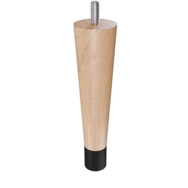 Designs Of Distinction 6" Round Tapered Leg W/ bolt and 1" Flat Black Ferrule - Hardwood W/ Semi-Gloss Clear Coat Finish - 01240006MAWR8
