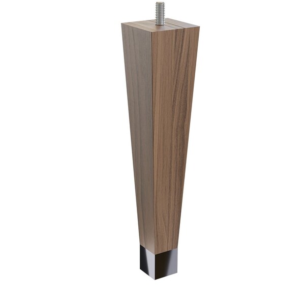 Designs Of Distinction 9" Square Tapered Leg with bolt and 1" Satin Brass Ferrule - Walnut - 01241009WLSB6