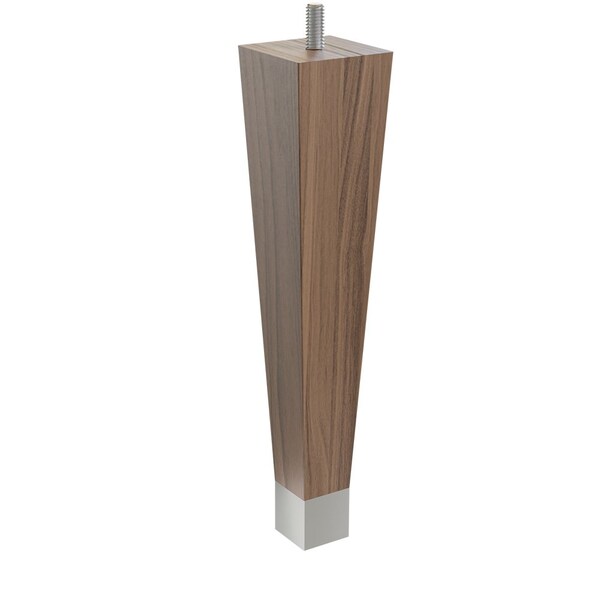 Designs Of Distinction 9" Square Tapered Leg with bolt and 1" Chrome Ferrule - Walnut - 01241009WLCR6