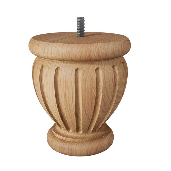 Designs Of Distinction Fluted Lille Bun Foot w/Bolt - Red Oak - 01704040AK6