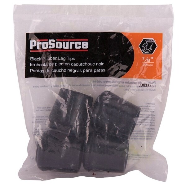 Prosource Furniture Leg Tip, Round, Rubber, Black, 7/8 in Dia, 1.37 in H - FE-50635-B