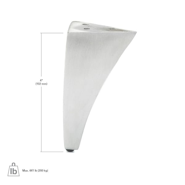 Richelieu Aluminum Furniture Leg, 4 in (102 mm), Brushed Aluminum - BP5600124