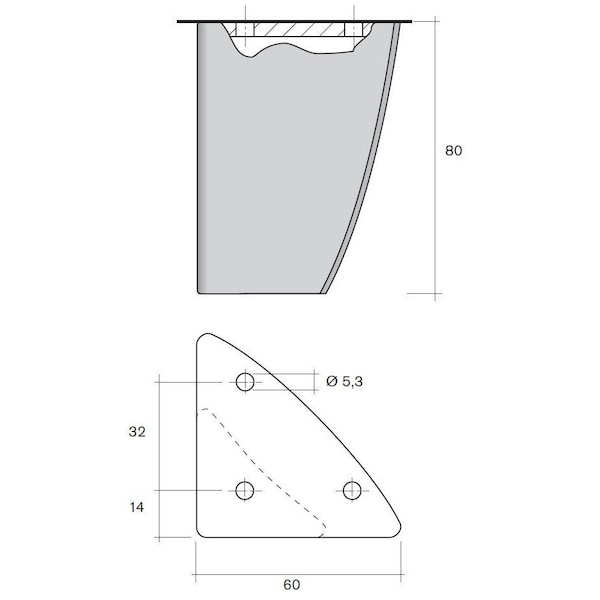 Richelieu Decorative ABS Leg, 3 5/32 in (80 mm), Silver - 684010