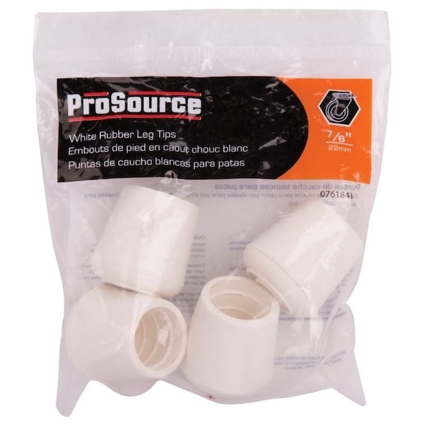 Prosource Furniture Leg Tip, Round, Rubber, White, 7/8 in Dia, 1.4 in H - FE-50644-B