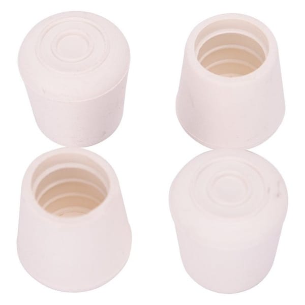 Prosource Furniture Leg Tip, Round, Rubber, White, 7/8 in Dia, 1.4 in H - FE-50644-B