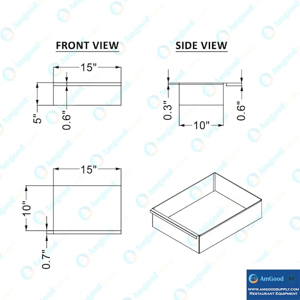 Amgood 15 in. x 10 in. x 5 in. Stainless Steel Table Drawer - DRAWER-1510-Z