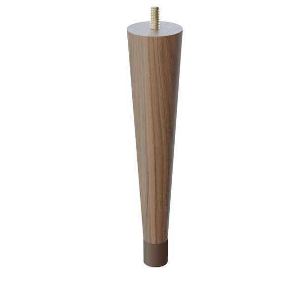 Designs Of Distinction 9" Round Tapered Leg with bolt and 1" Warm Bronze Ferrule - Walnut - 01240009WLWB6