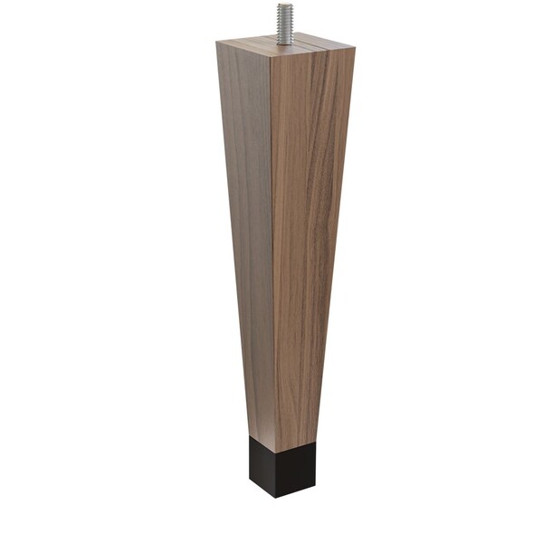 Designs Of Distinction 9" Square Tapered Leg with bolt and 1" Flat Black Ferrule - Walnut with Semi-Gloss Clear Coat Finish - 01241009WLWR8