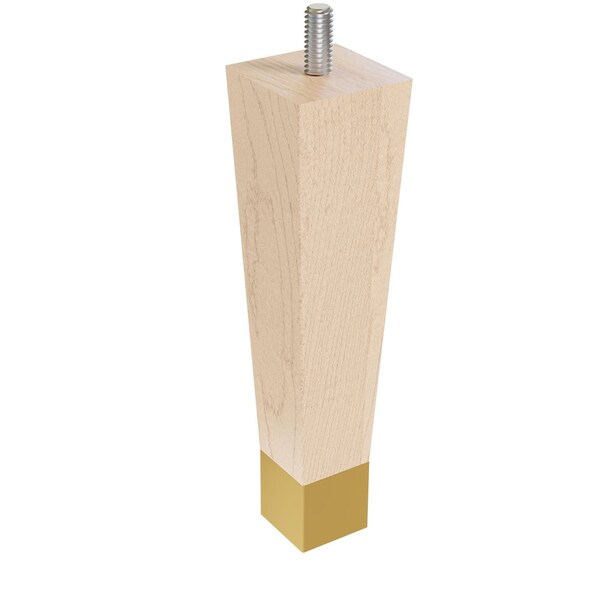 Designs Of Distinction 6" Square Tapered Leg W/ bolt and 1" Satin Brass Ferrule - Hardwood W/ Semi-Gloss Clear Coat Finish - 01241006MASB8