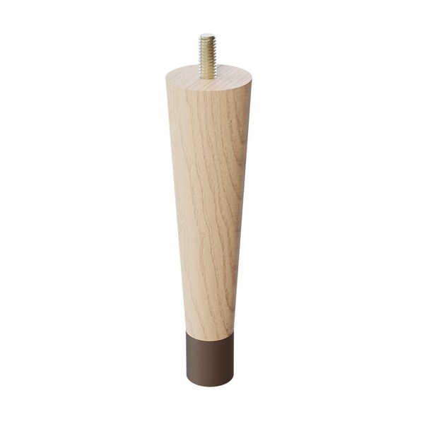 Designs Of Distinction 6" Round Tapered Leg with bolt and 1" Warm Bronze Ferrule - Ash with Semi-Gloss Clear Coat Finish - 01240006ASWB8