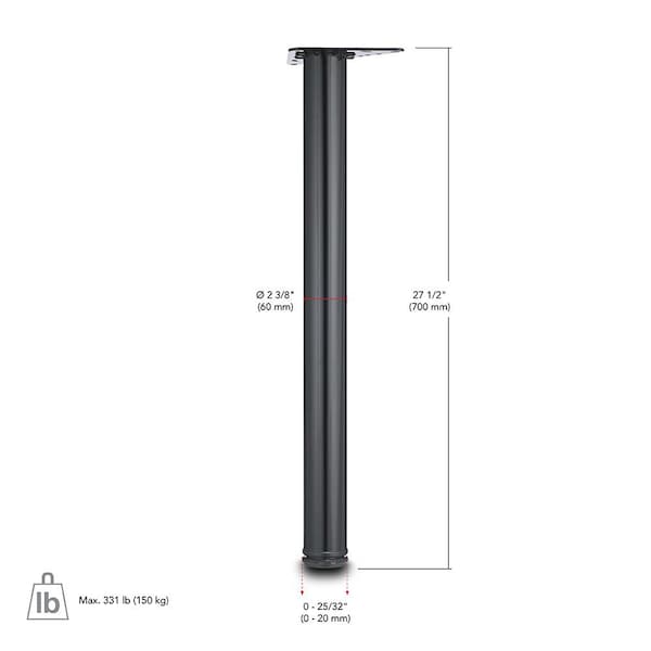 Richelieu Adjustable Table Leg, 27 1/2 in (700 mm), White - 61671030