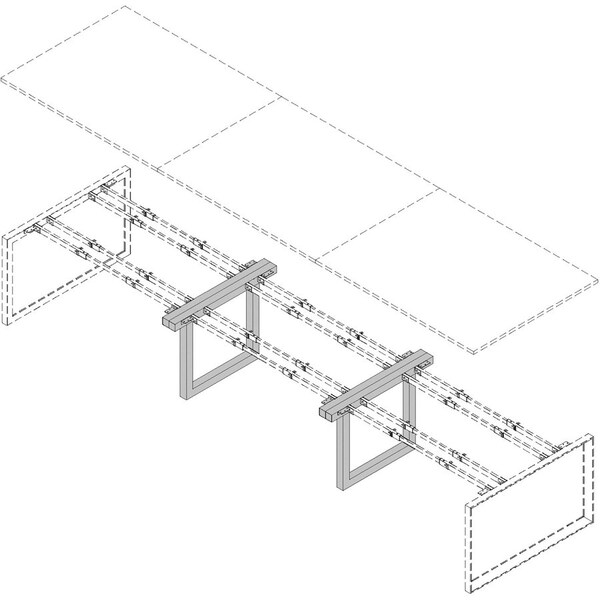 Lorell Middle Leg, Rect, f/Workstation, 38-5/8"x6-1/4"x28-1/2", SR - LLR16252