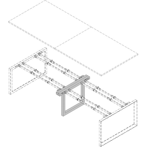 Lorell Middle Leg, Rect, f/Workstation, 38-5/8"x6-1/4"x28-1/2", SR - LLR16252