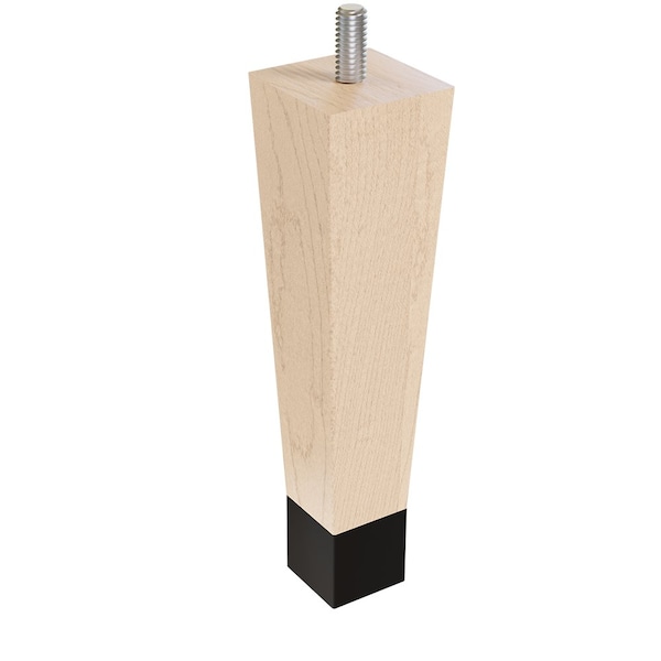 Designs Of Distinction 6" Square Tapered Leg W/ bolt and 1" Flat Black Ferrule - Hardwood W/ Semi-Gloss Clear Coat Finish - 01241006MAWR8
