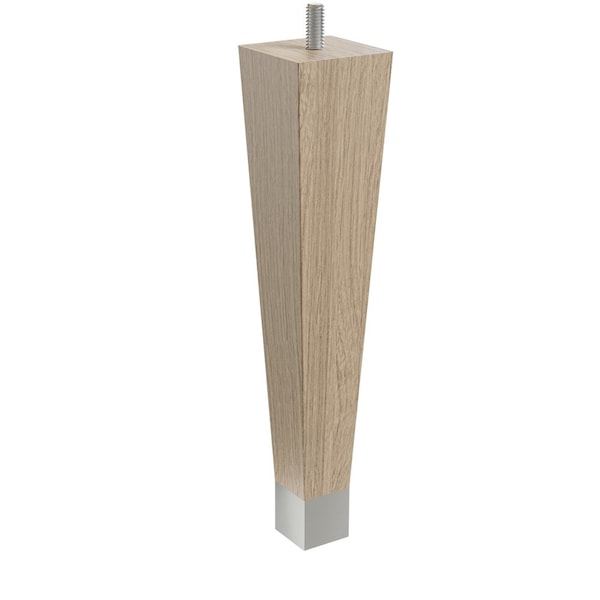 Designs Of Distinction 9" Square Tapered Leg with bolt and 1" Chrome Ferrule - White Oak - 01241009WKCR6