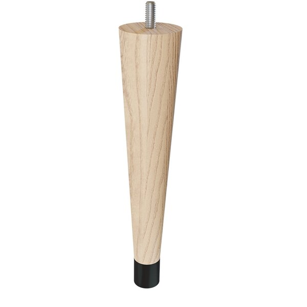 Designs Of Distinction 9" Round Tapered Leg with bolt and 1" Flat Black Ferrule - Ash with Semi-Gloss Clear Coat Finish - 01240009ASWR8