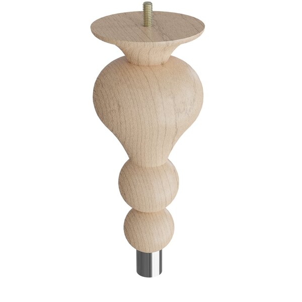 Designs Of Distinction 9" Tipt Toe Bun Foot with bolt and 1" Chrome Ferrule - Hardwood - 01242009MACR6