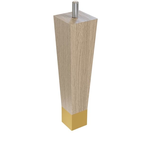 Designs Of Distinction 6" Square Tapered Leg W/ bolt and 1" Satin Brass Ferrule - White Oak W/ Semi-Gloss Clear Coat Finish - 01241006WKSB8