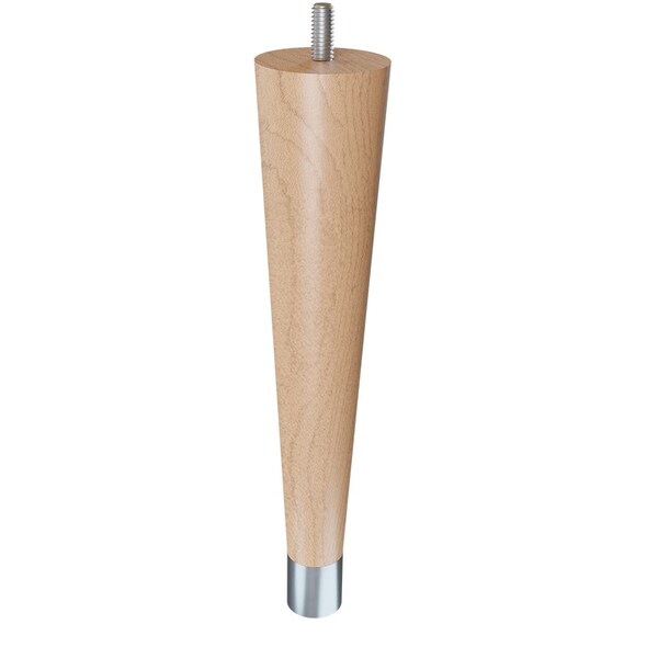 Designs Of Distinction 9" Round Tapered Leg with bolt and 1" Brushed Aluminum Ferrule - Hardwood - 01240009MABA6