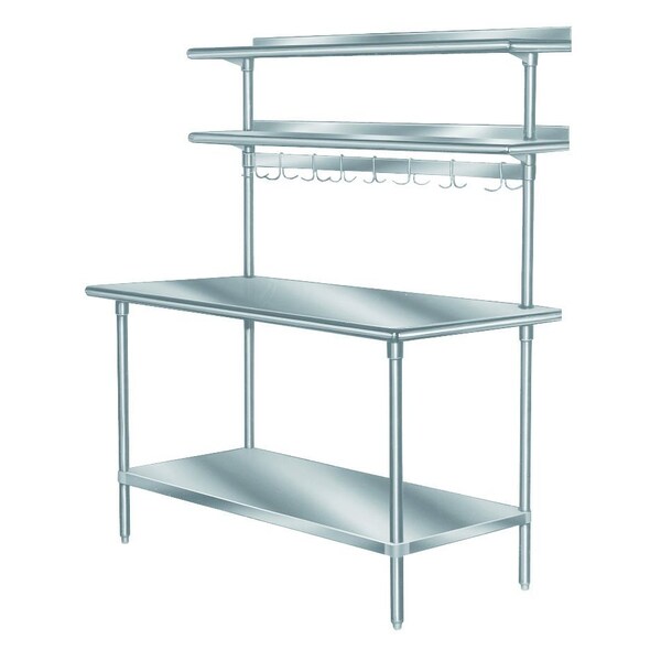 Advance Tabco Overshelf, table mounted, single, 48 in.W x 10 in.D, stainless steel, uprights of shelf - PT-10R-48
