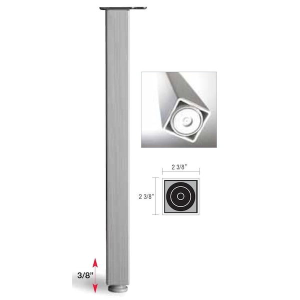 Richelieu Design Table Leg, 28 in (711 mm), Aluminum, Adjustable, PK 4 - 64671010